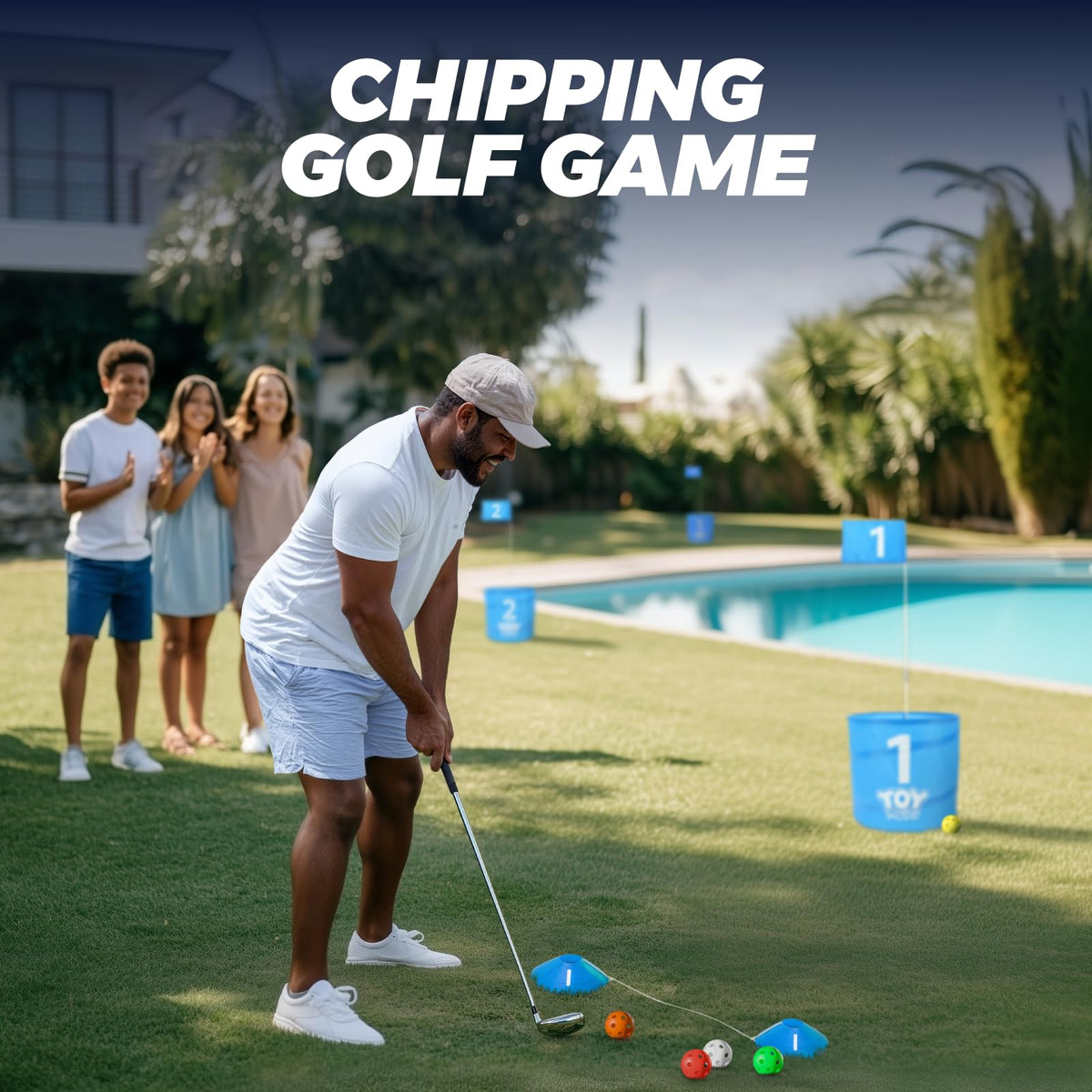 TOY Life Golf Game Set on the beach for portable outdoor entertainment.