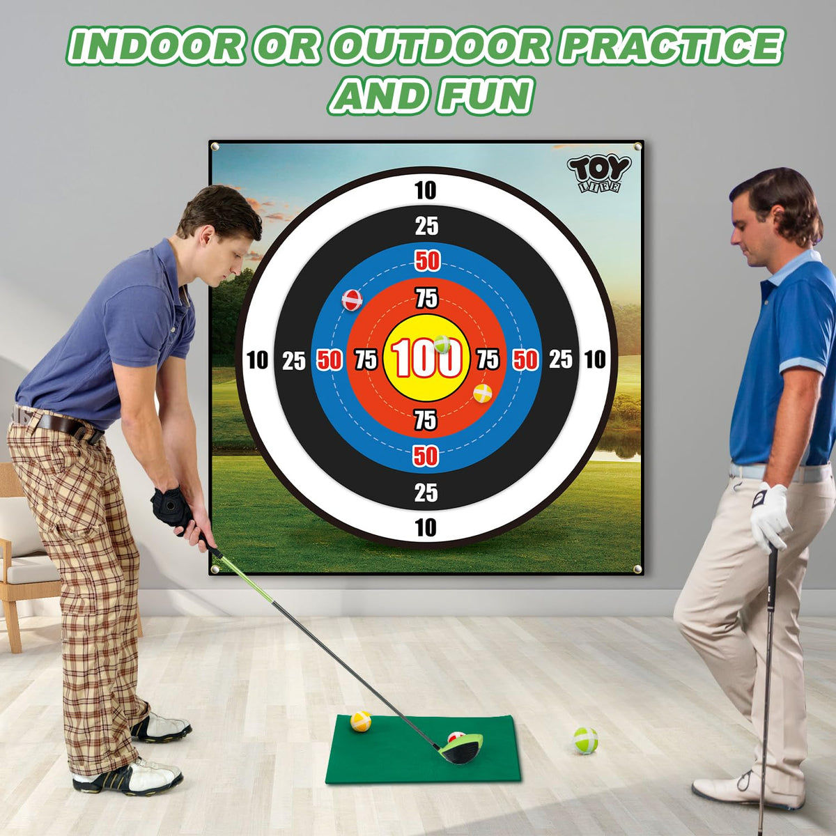 TOY Life hitting mat and stakes provide stable outdoor mounting.