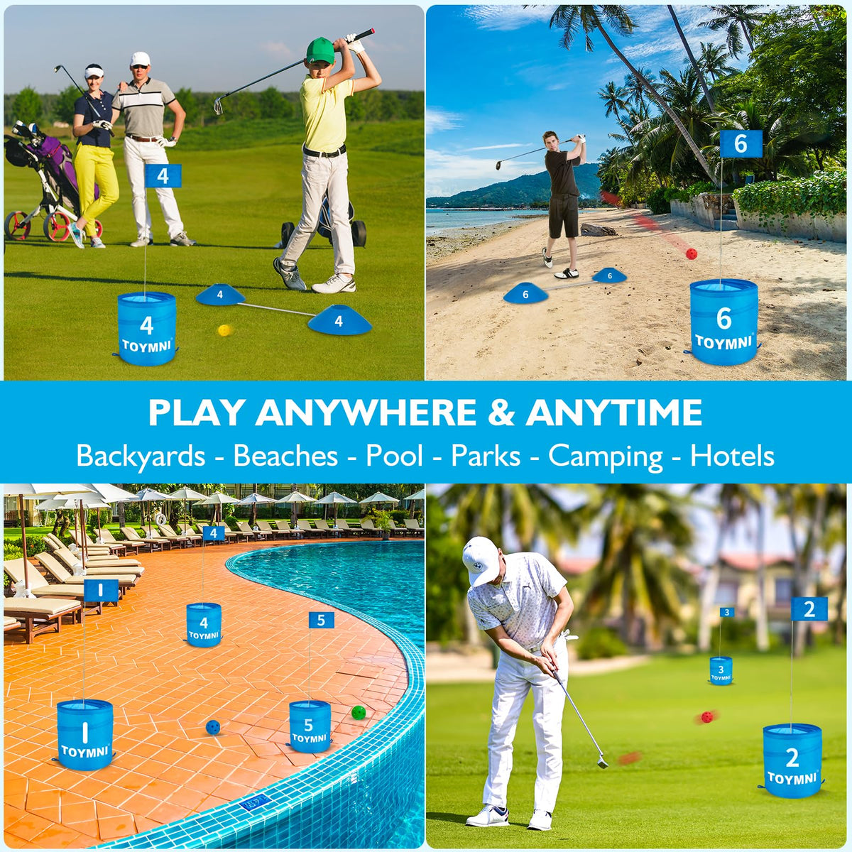 TOYMNI golf game set flag sticks for precise aim