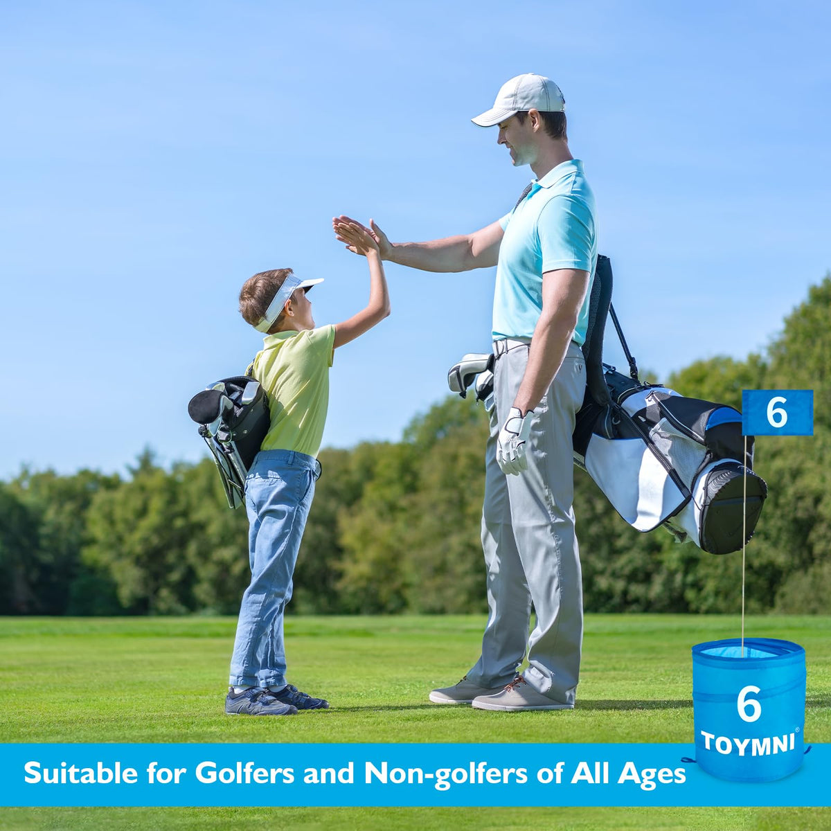 TOYMNI golf game set six buckets for varied targets
