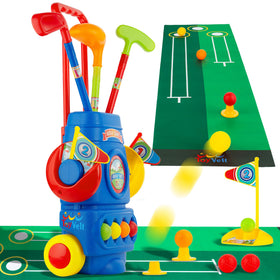 ToyVelt Toddler Golf Set Blue — four lightweight clubs for easy grip.