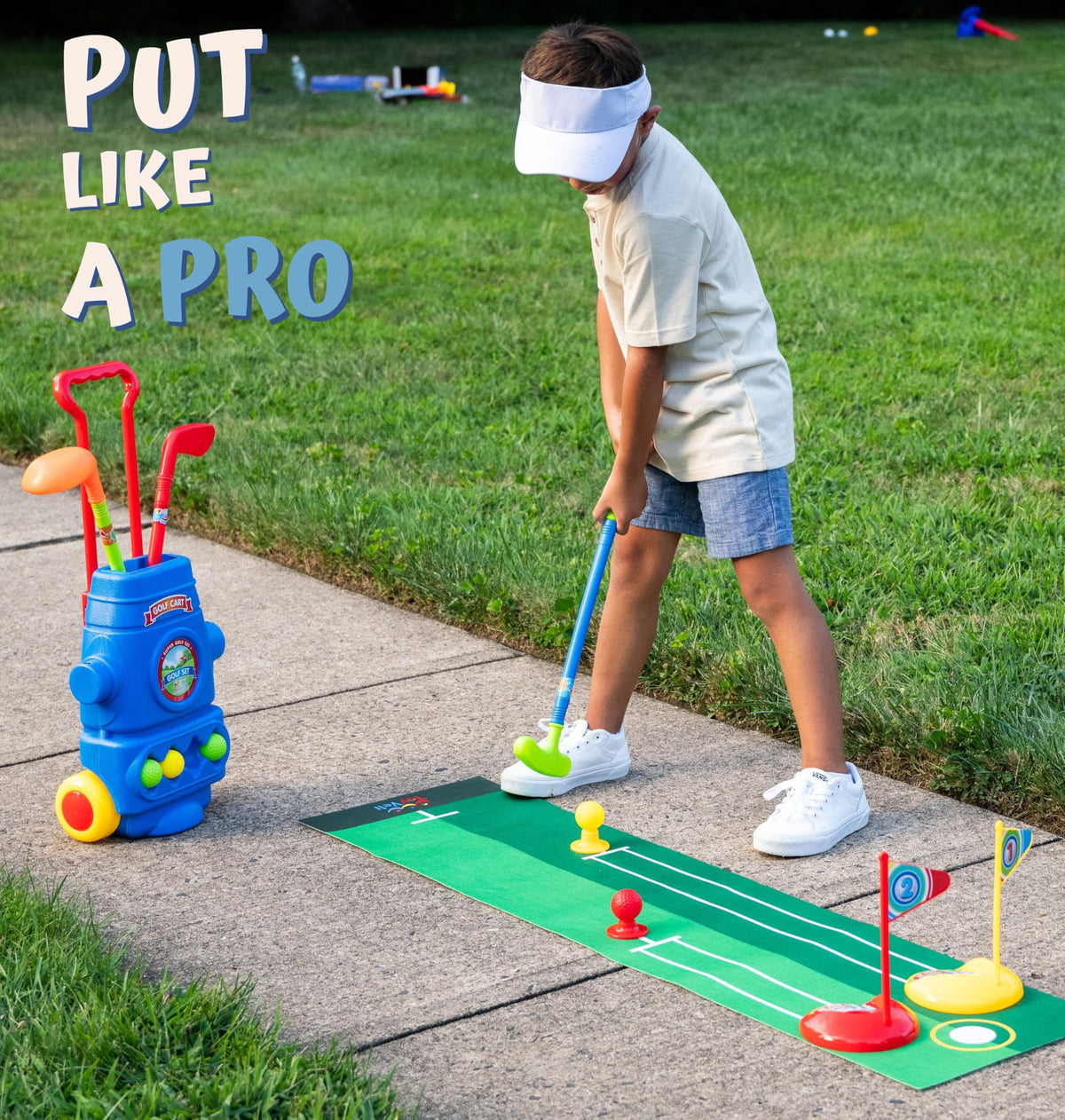 ToyVelt Toddler Golf Set Blue — lightweight clubs fit small hands and improve grip.