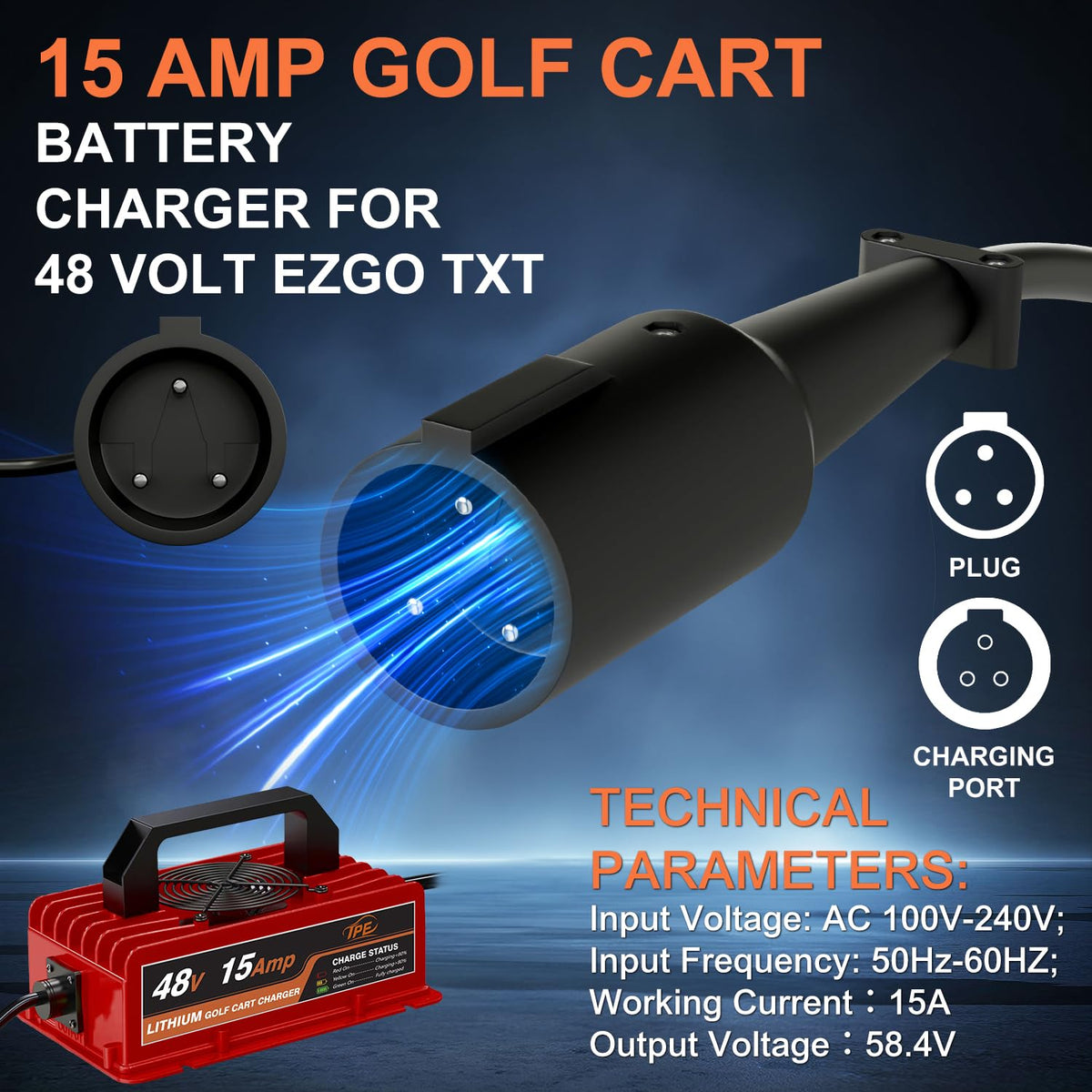 TPE 8-foot power cord showing flexible installation options.