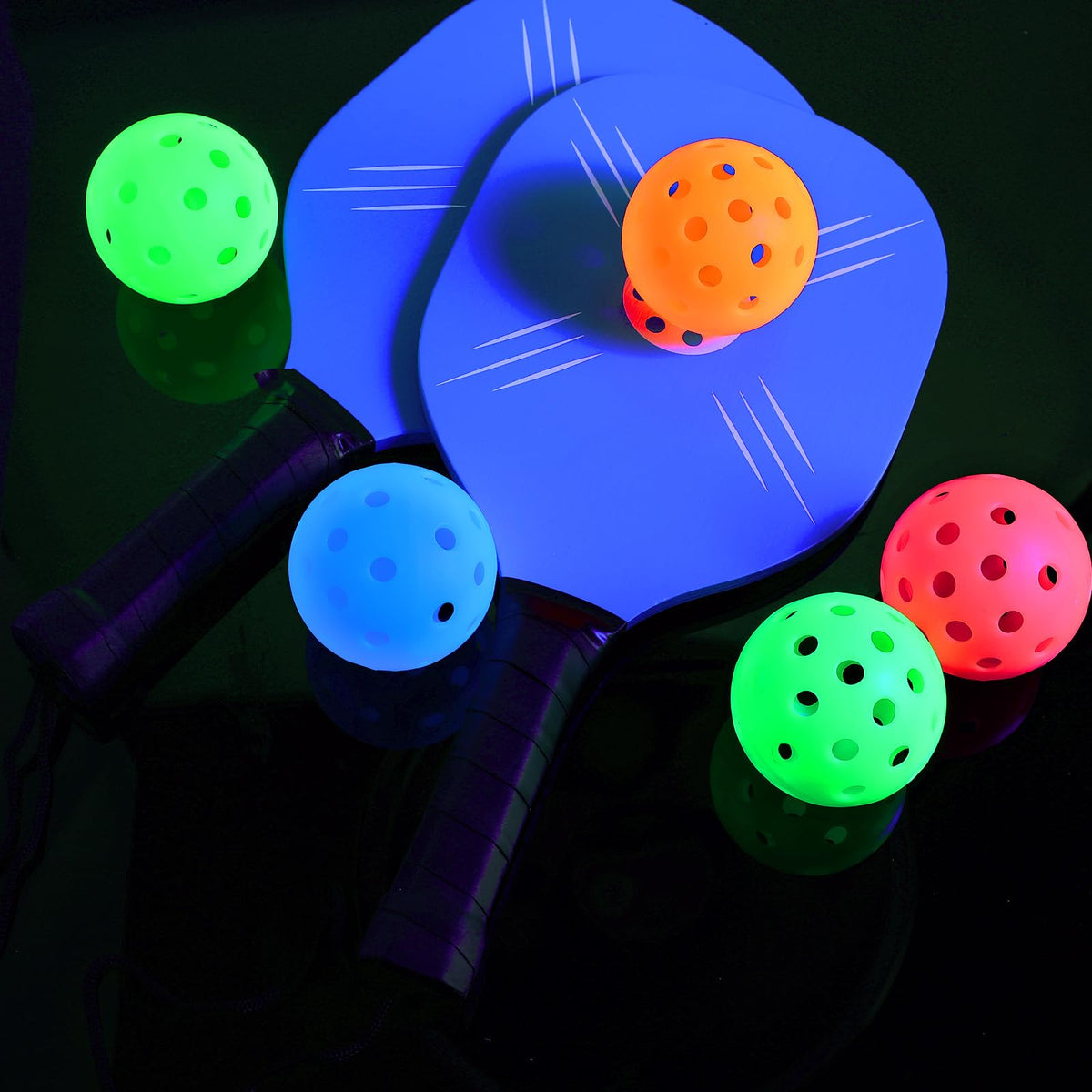 Tradder luminous baseball closeup showing 40 holes for stable flight