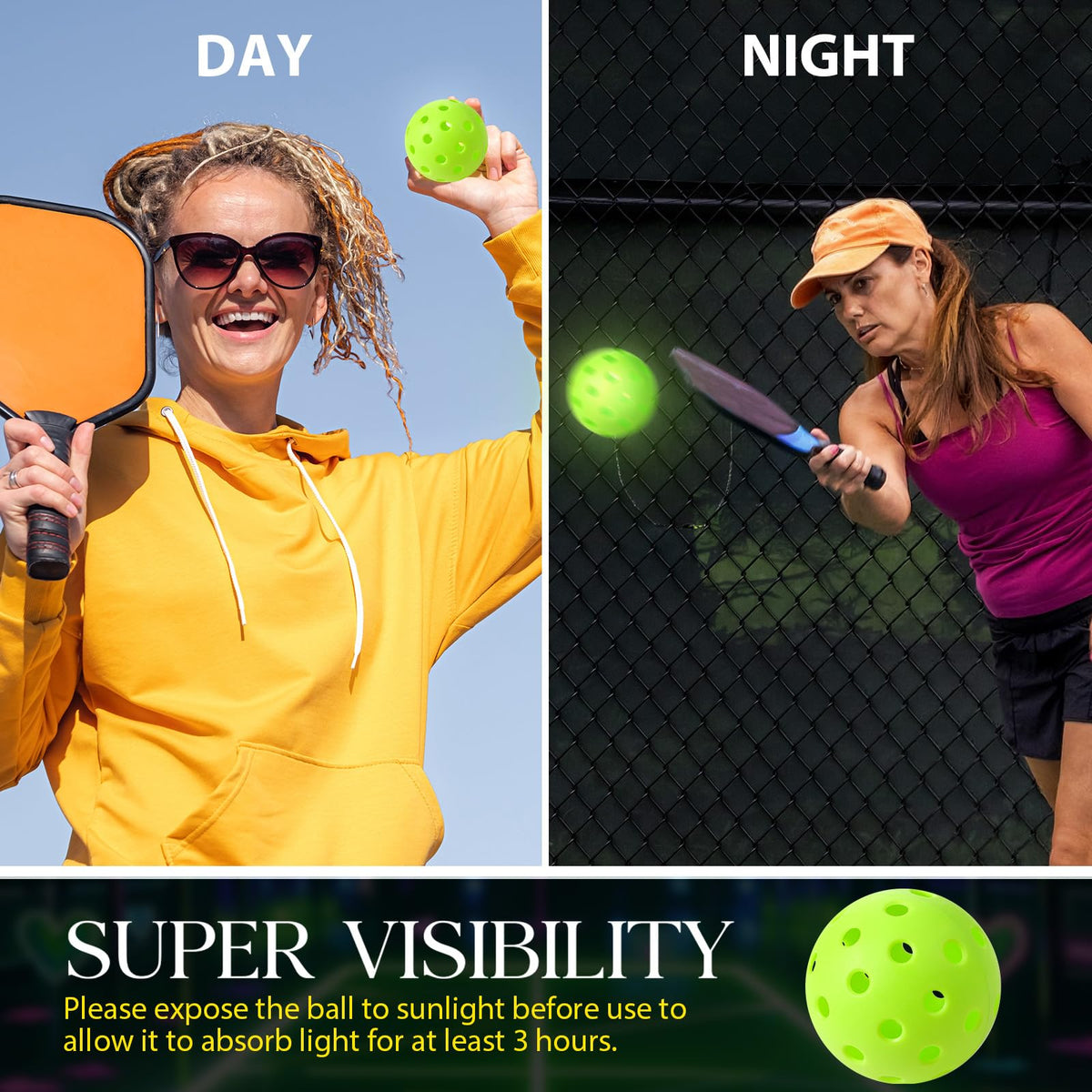 Tradder luminous baseball yellow glow ideal for low-light drills