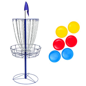 Trademark Innovations basket-assembly shot highlights a sturdy portable setup for outdoor play.