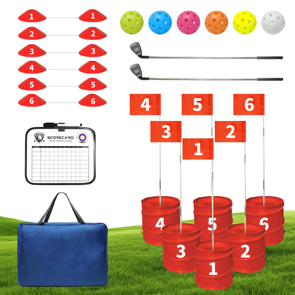 TrailMlix golf bucket yard game six-hole course ready for backyard play