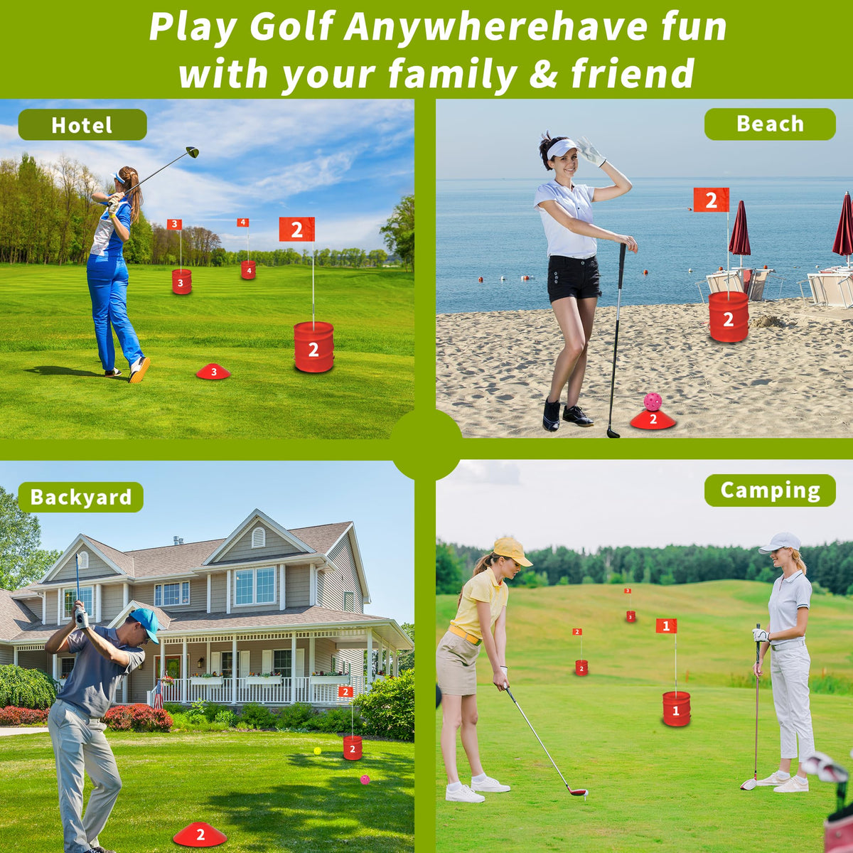 TrailMlix golf bucket yard game tee-boxes set up quickly