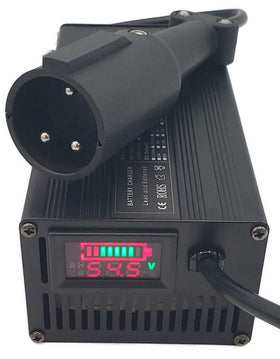 Traktronix Club Car 48V charger with display shows voltage output for easy monitoring.