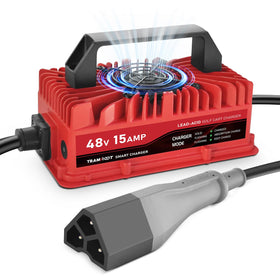 TRAMROOT 15A charger front view, compact under-seat storage.
