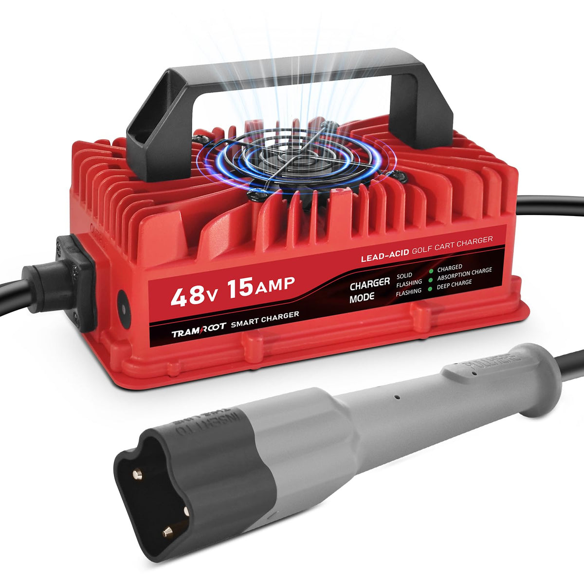 TRAMROOT 15 Amp charger for 48V Yamaha G29 drives fast, reliable charging.