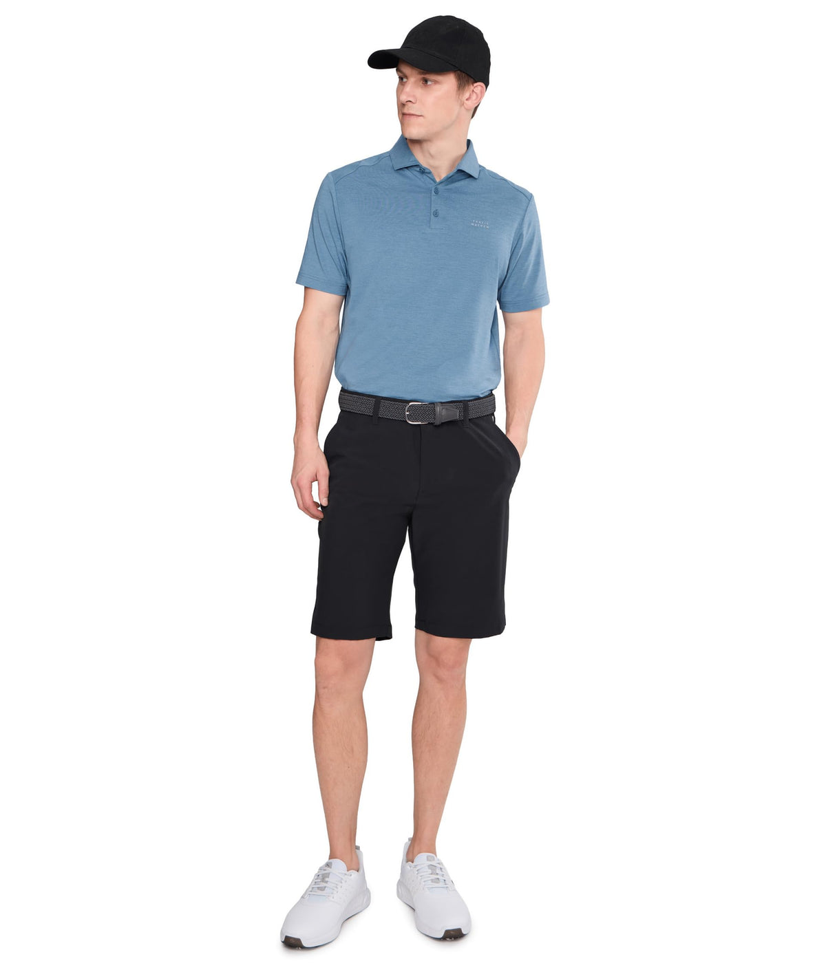 TravisMathew Heater Active Polo front view highlighting clean lines and breathable fabric