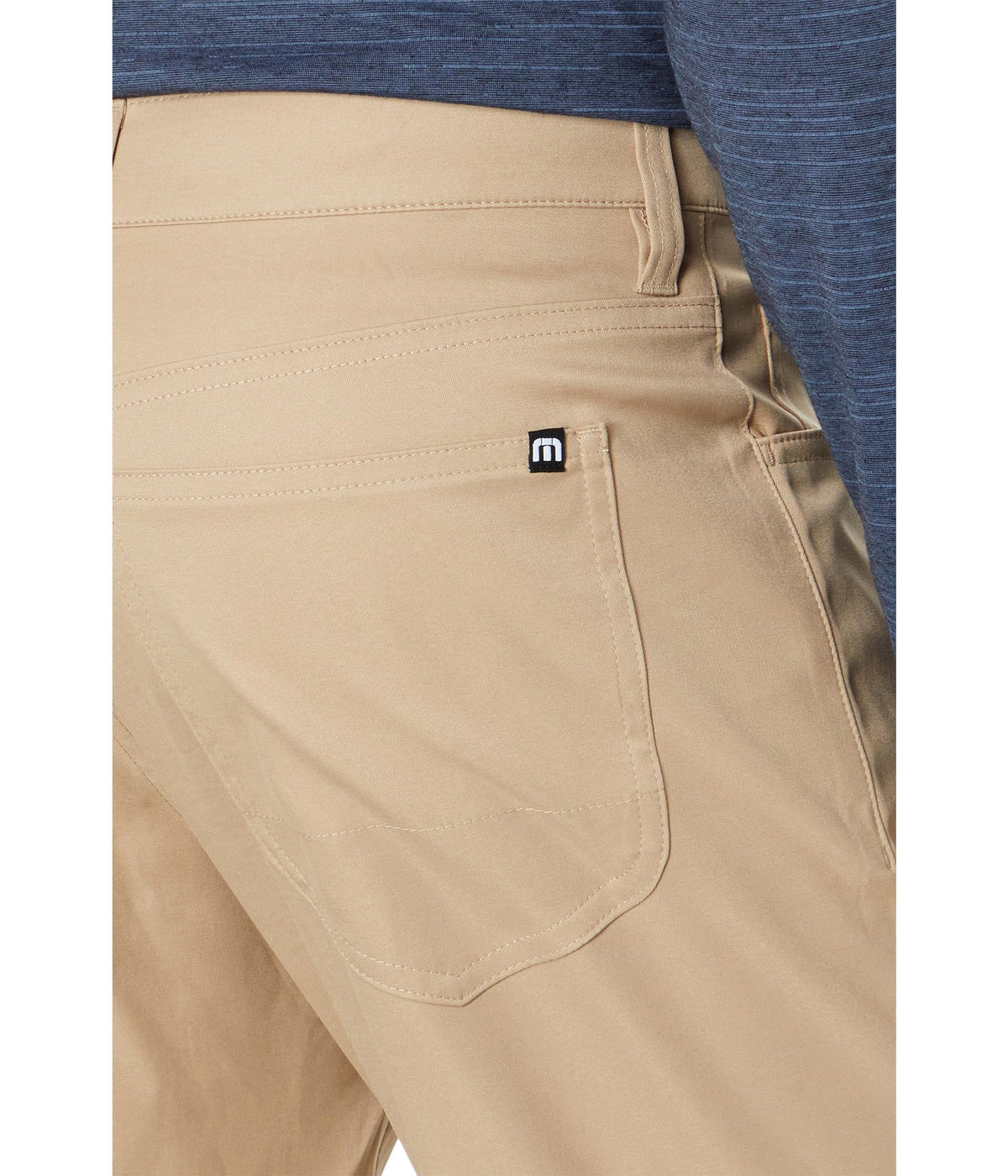 TravisMathew Open to Close Khaki 38 back view highlights durable fabric