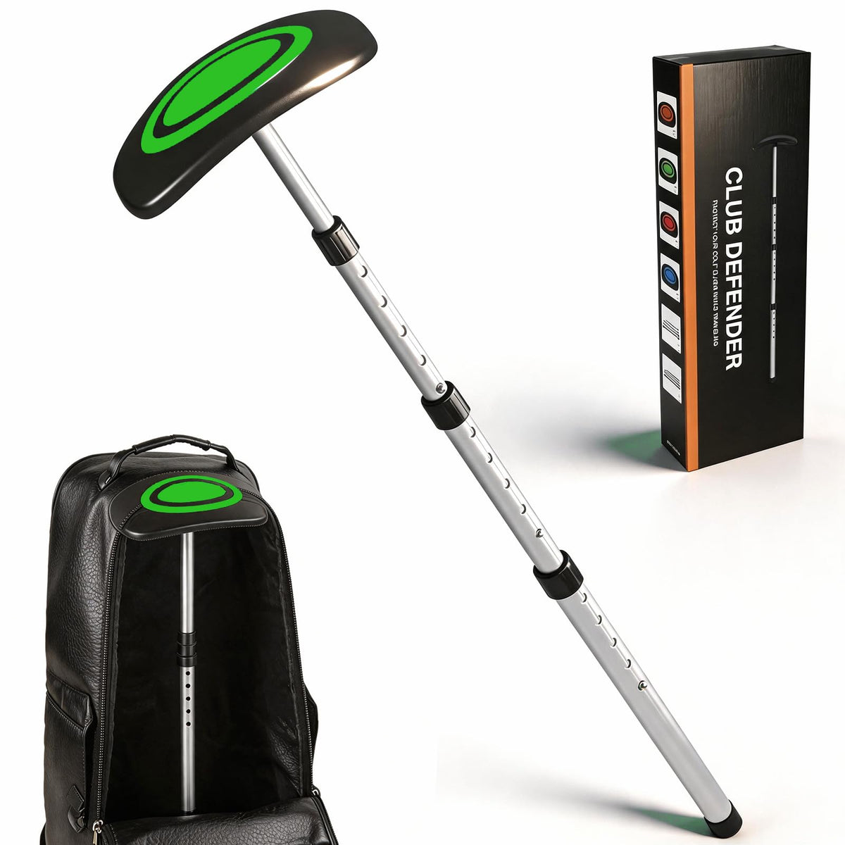 Treasdamic golf travel pole extended to 52 inches for full club protection.