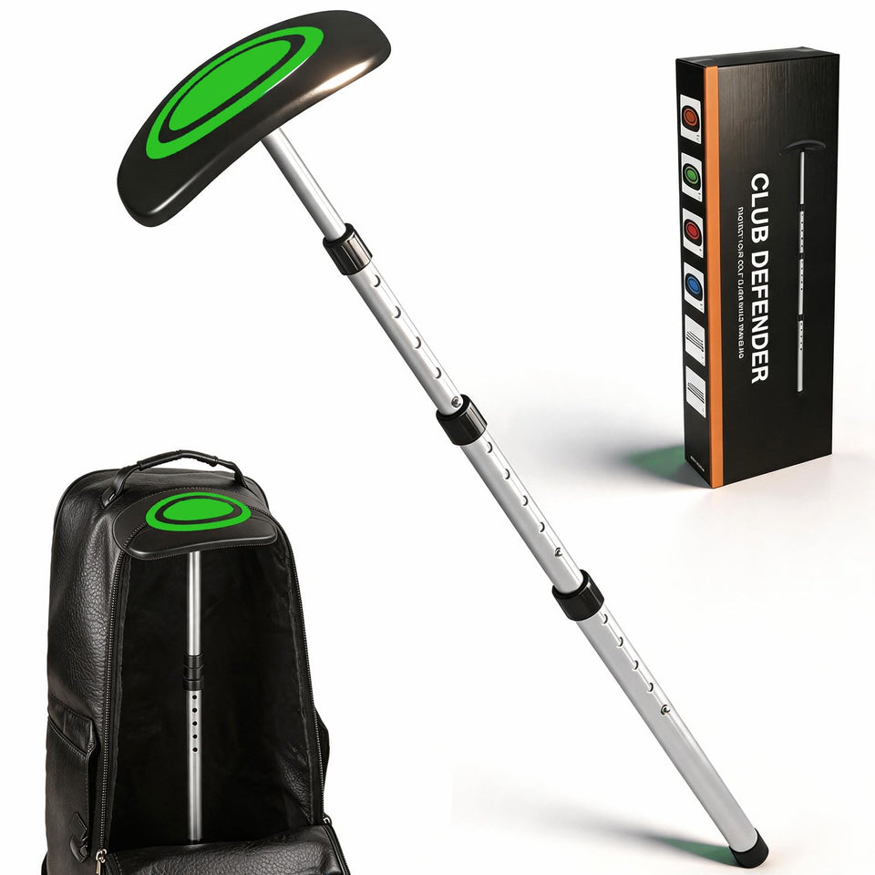 Treasdamic golf travel pole extended to 52 inches for full club protection.