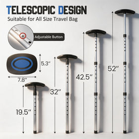 Treasdamic golf travel bag support pole extended demonstrates tall reach for versatile fit