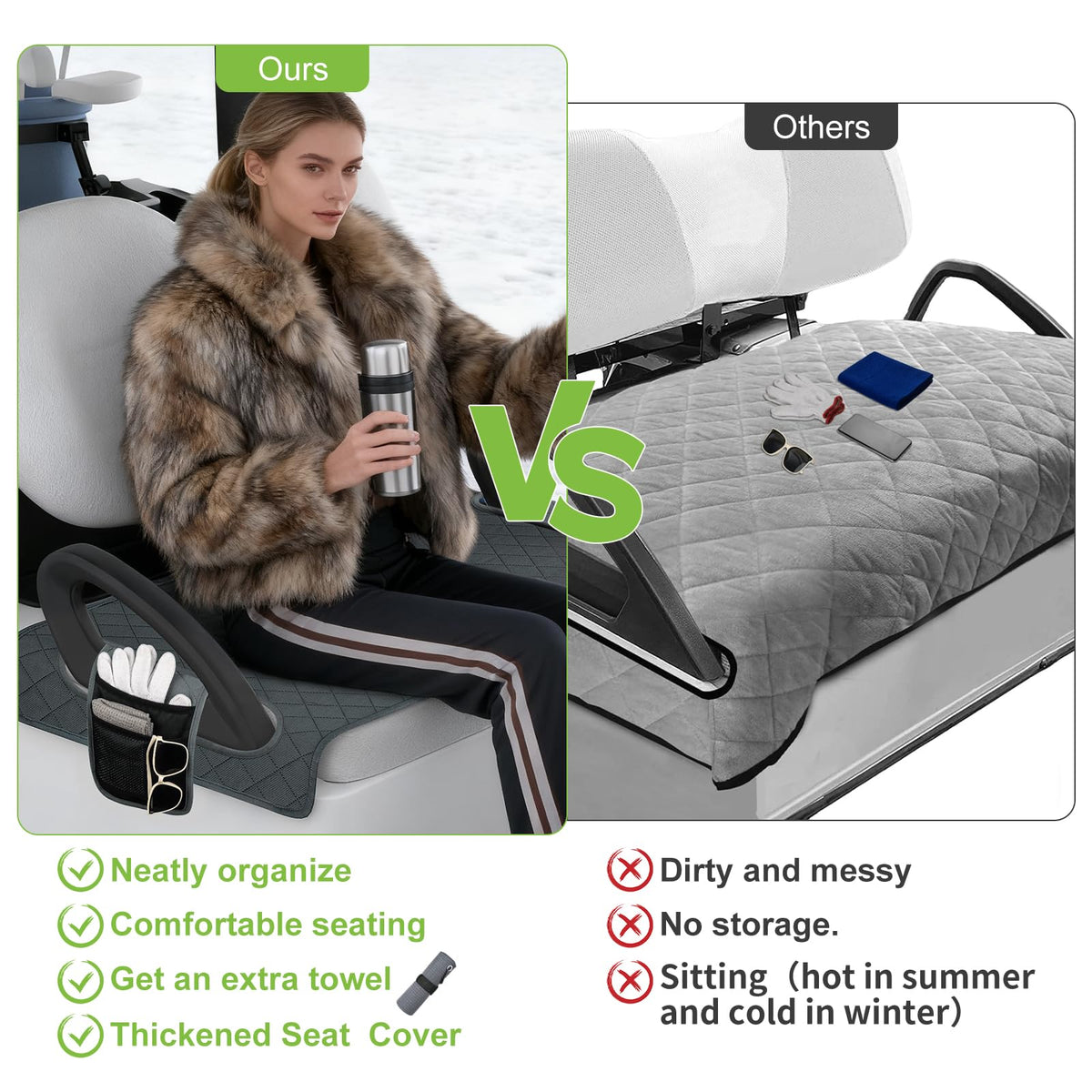 Triforde universal fit grey seat cover adapts to EZGO Yamaha Club Car