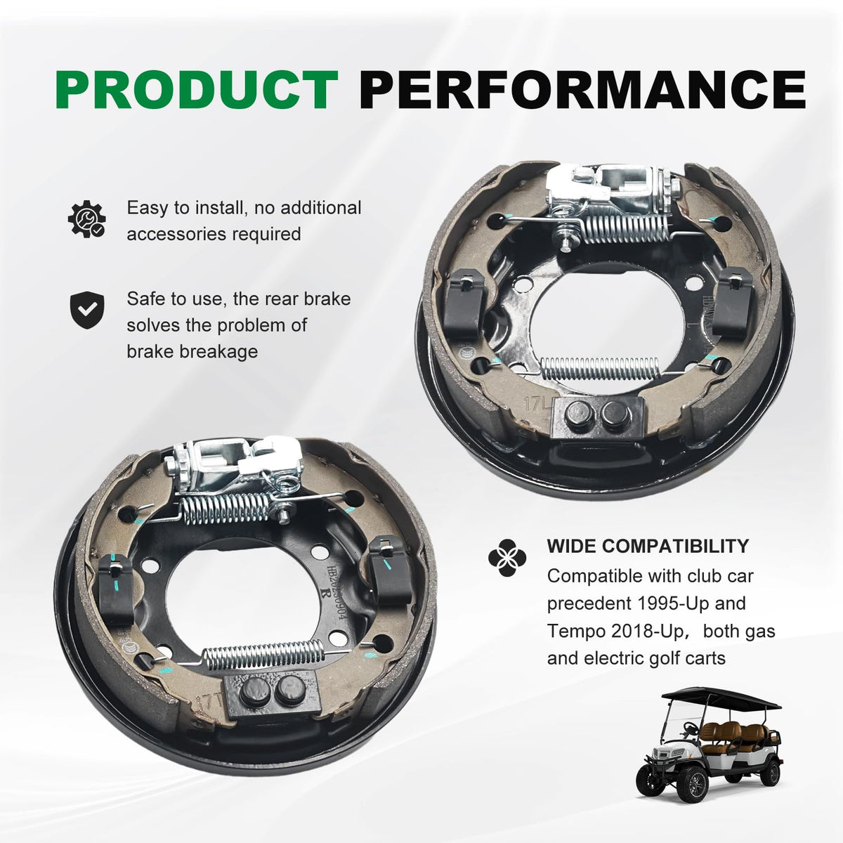 Triumilynn passenger-side brake cluster for go-lf cart offering balanced braking performance