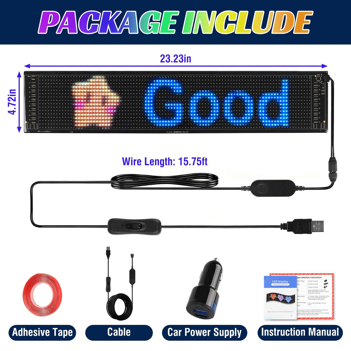 TRINKA app controlled LED display enables custom text and animations on windshields.