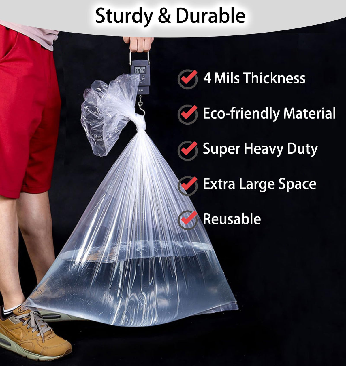 TRINKA clear PE plastic bag keeps contents visible and protected from dust.