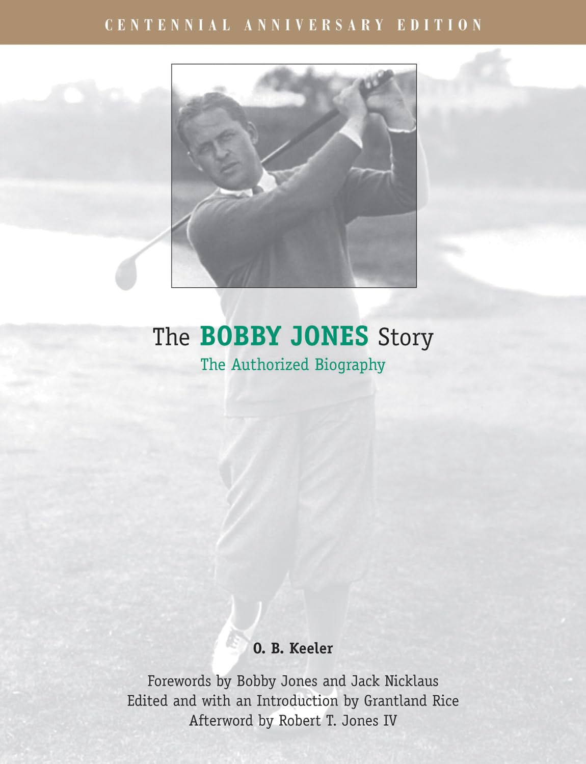 Triumph Books' The Bobby Jones Story cover, an authorized biography for golf history enthusiasts.