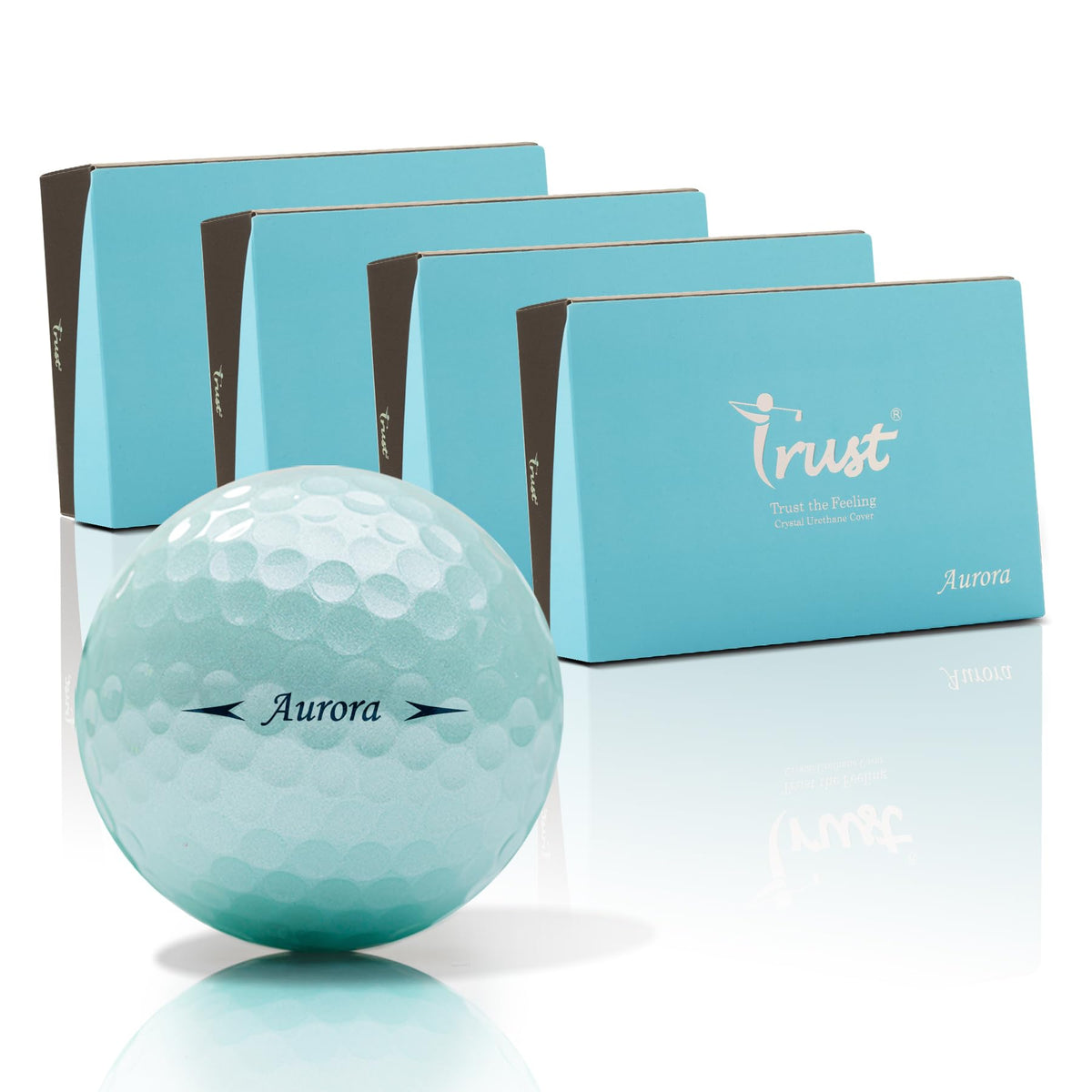 Trust Aurora ICY Blue golf ball on tee delivering distance and visibility