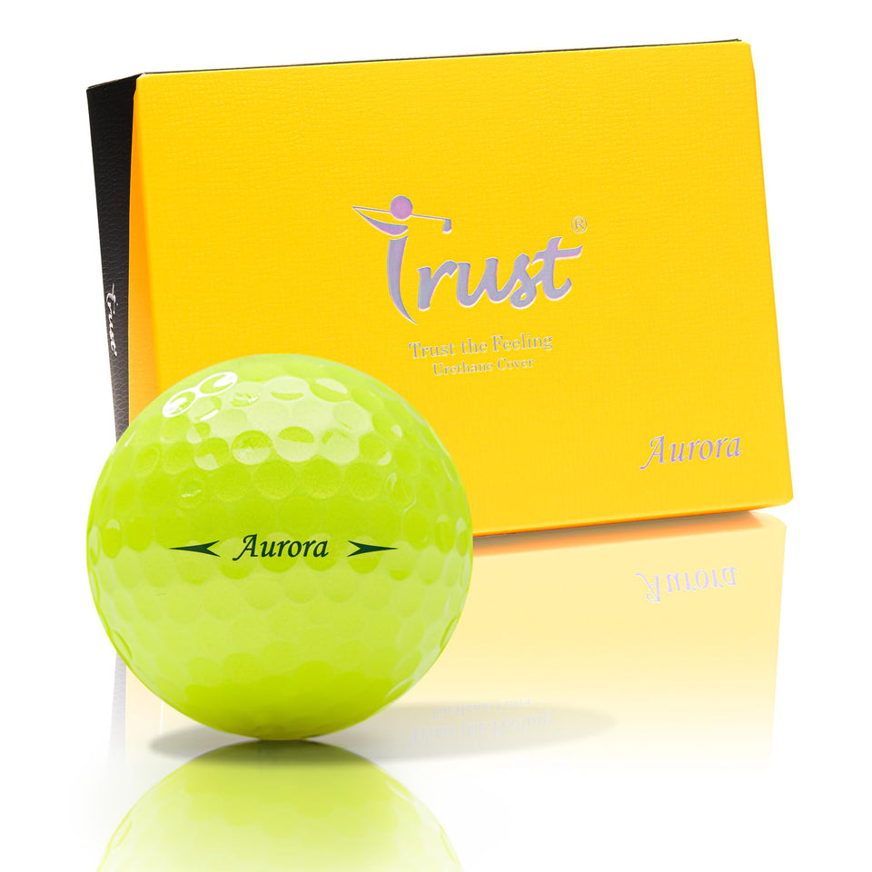 Trust Golf Ball Aurora Bright Yellow in flight for easy visibility