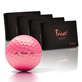 Trust Rosa crystal urethane golf ball with golden pink finish boosts visibility on the course