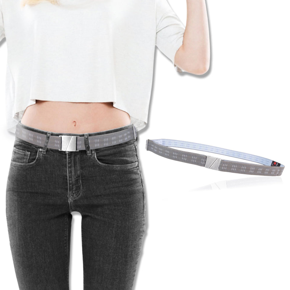 Truth KARMA-BROWN-LINES-M belt front view showing versatile fit for jeans and dresses