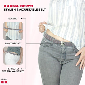 Truth KARMA-BROWN-LINES-M elastic detail closeup highlights comfortable stretch for all-day wear