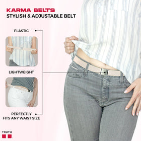 Truth KARMA elastic stretch detail shows flexible fitting for varying waist sizes