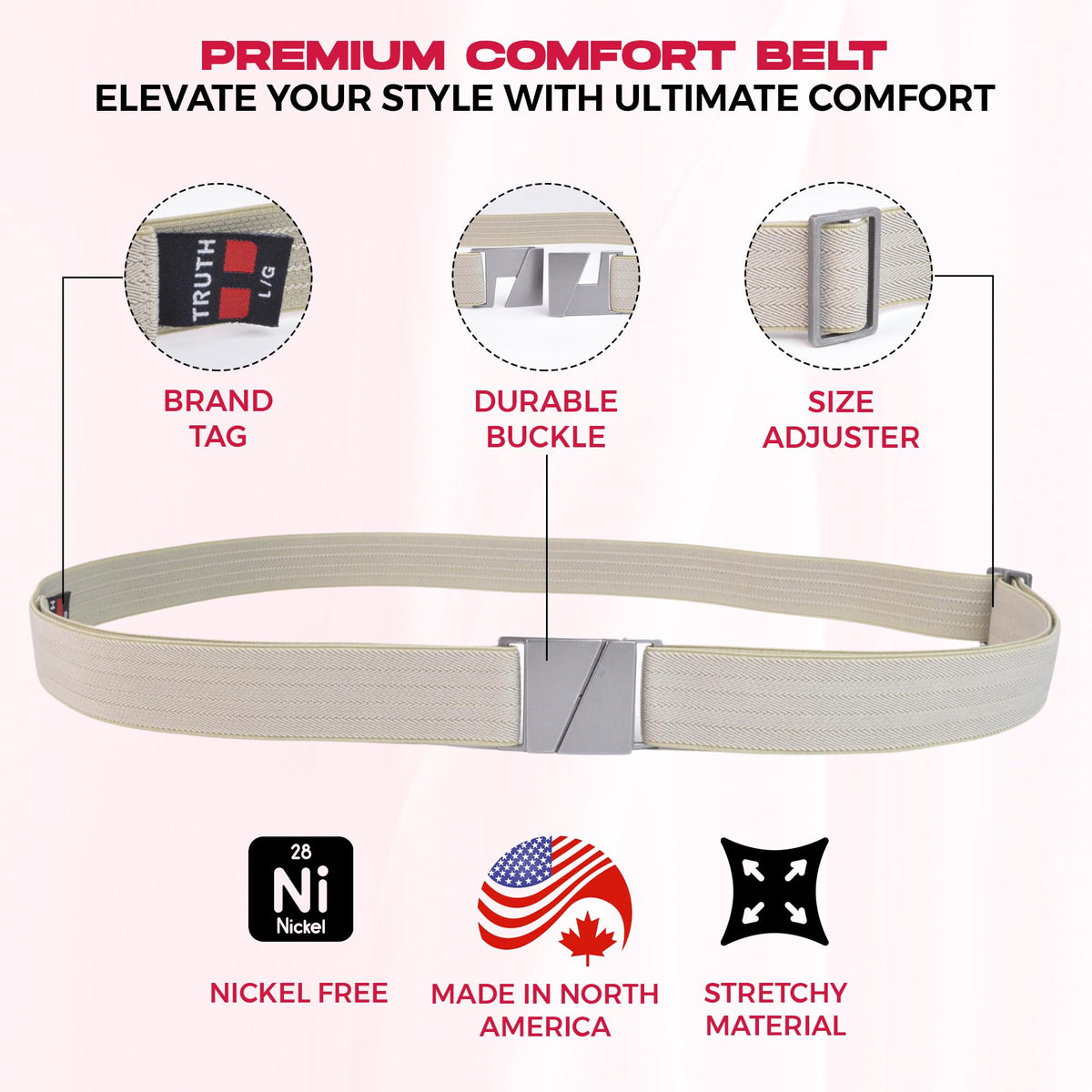Truth KARMA belt elevates casual and dress outfits with a subtle finish
