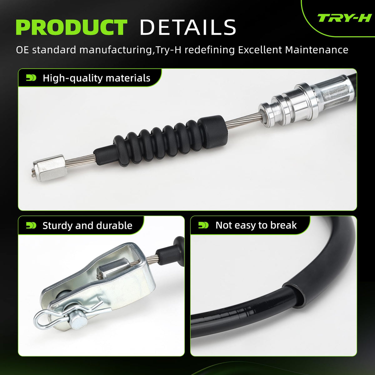 Try-H brake cable kit corrosion-resistant design extends service life.