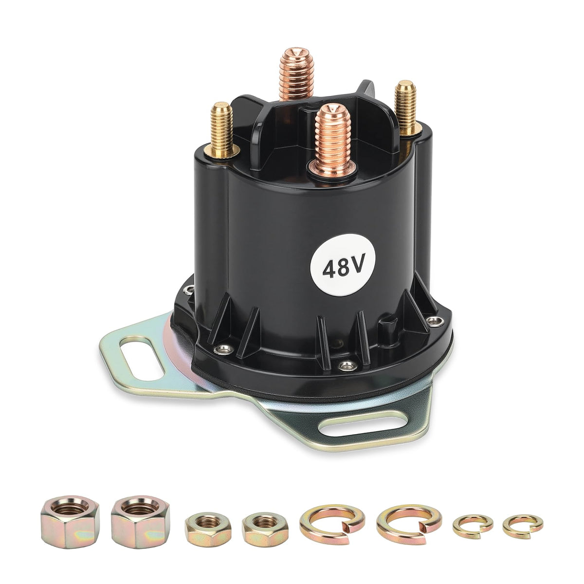 Try-H solenoid for EZGO RXV 48V, 4-terminal front view for easy installation.
