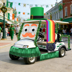 Tryly green garlands frame the vehicle for atmosphere