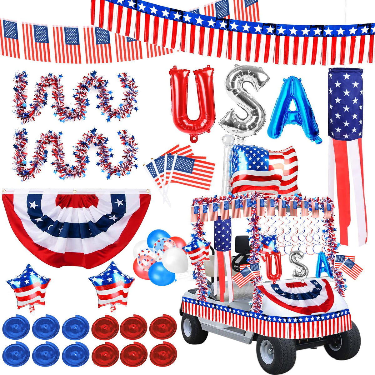 Tryly pleated fan flag adds bold Independence Day color for the parade