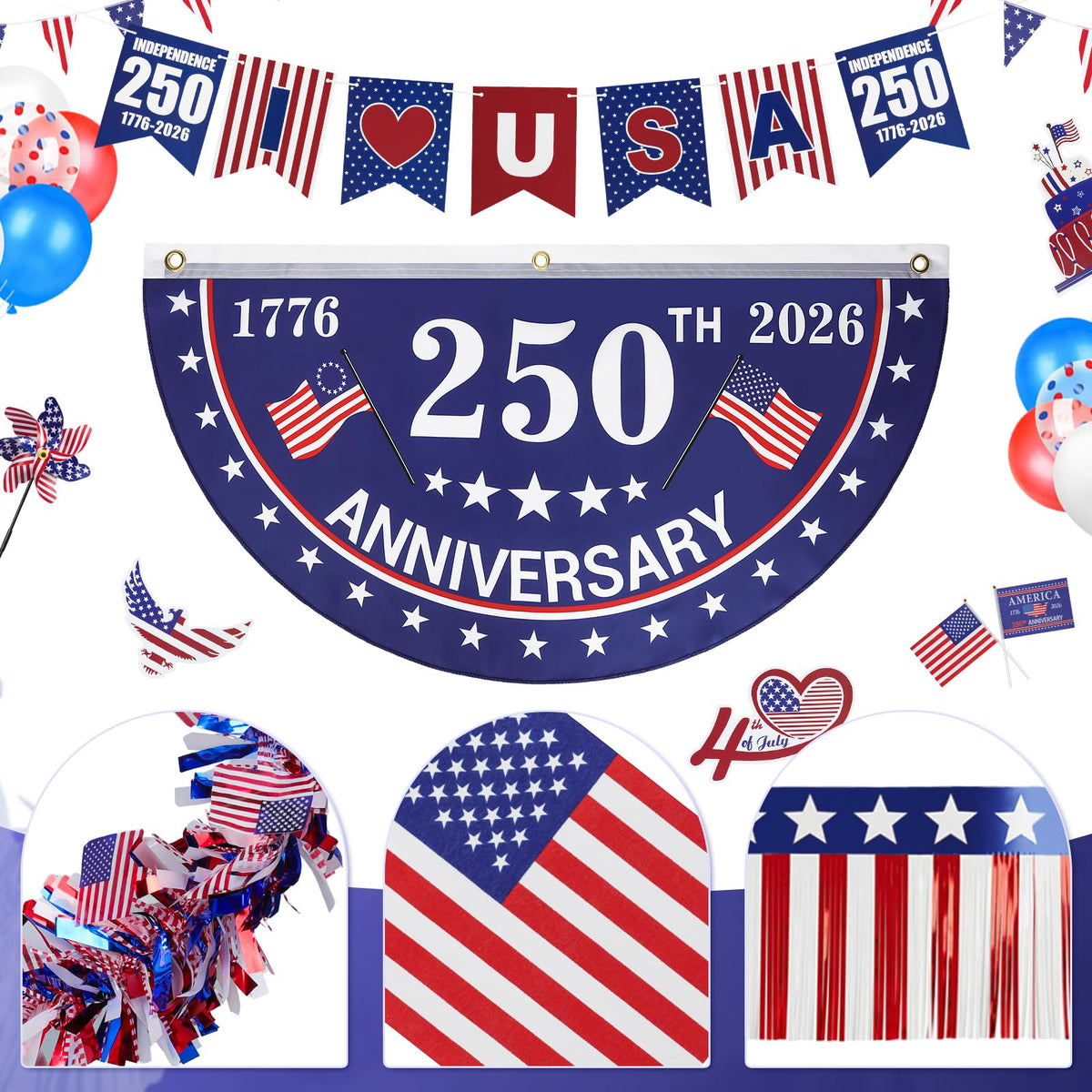 Tryly USA250 foil balloon brightens the display for Independence Day