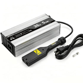 TSONDEKU 36V 5A charger for EZGO TXT with Powerwise connector, ready for daily charging.