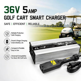 TSONDEKU overnight charger powers down safely, ideal for post-round charging.
