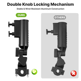 T TGBROS umbrella tilt allows 180-degree adjustments for sun or rain coverage.