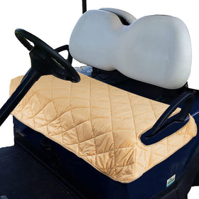 TUYU golf cart seat cover on a two-person seat with armrests, universal fit for EZGO and Club Car.