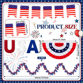 Tudomro American flag pennant banner enhances red white blue parade styling.