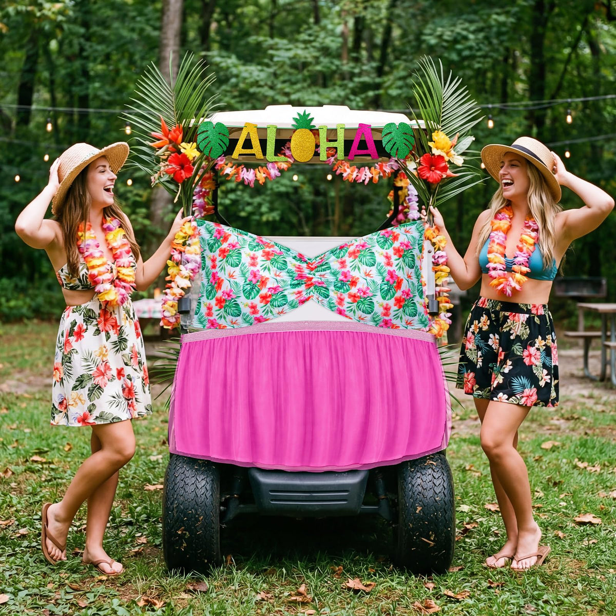 Tudomro golf cart parade kit box showing complete tropical decor set