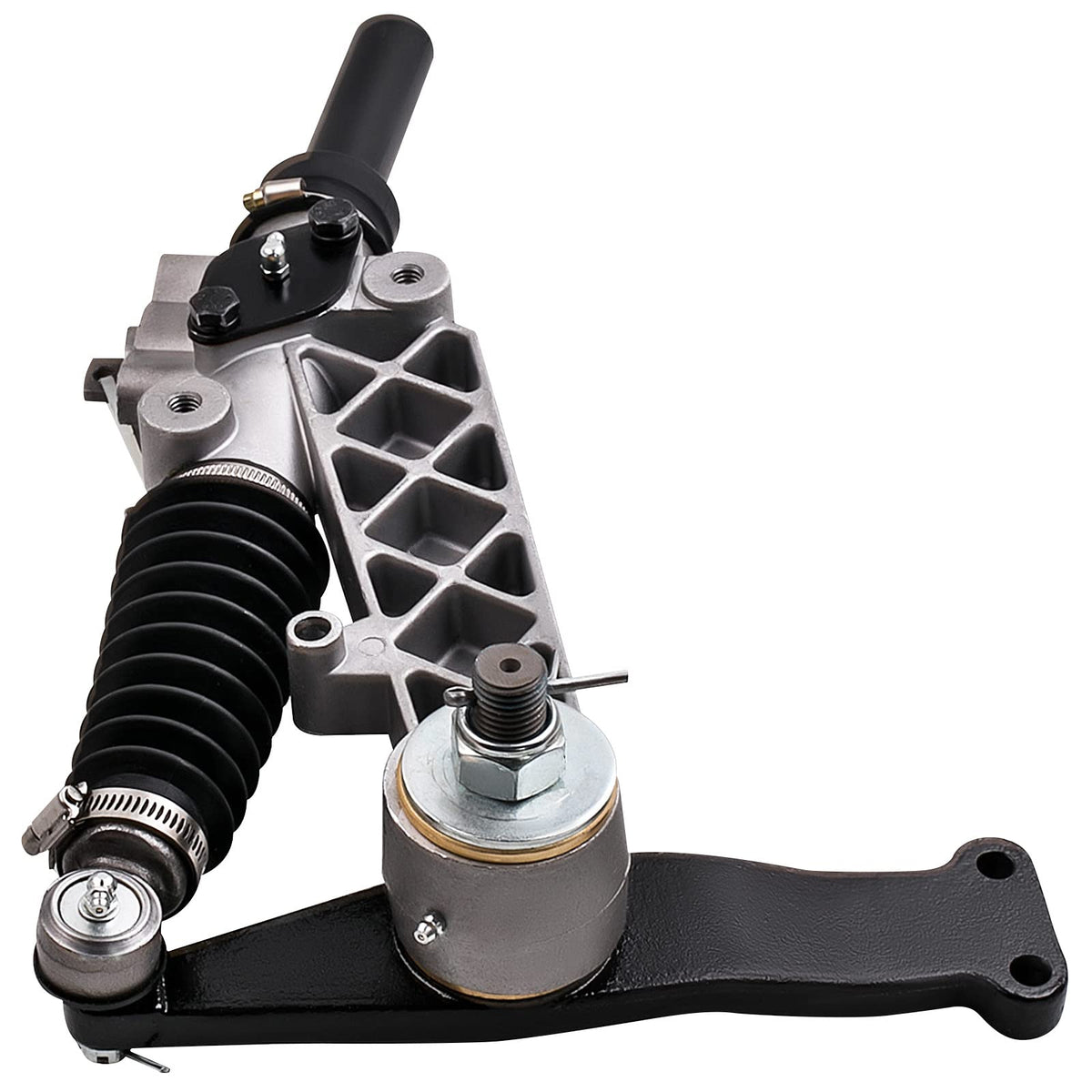 Tuningsworld EZGO TXT steering gear box assembly front view, direct replacement for smoother steering