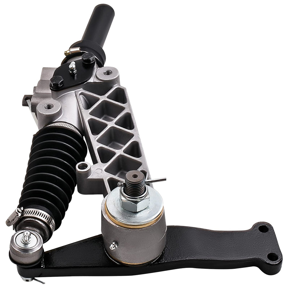 Tuningsworld EZGO TXT steering gear box assembly front view, direct replacement for smoother steering