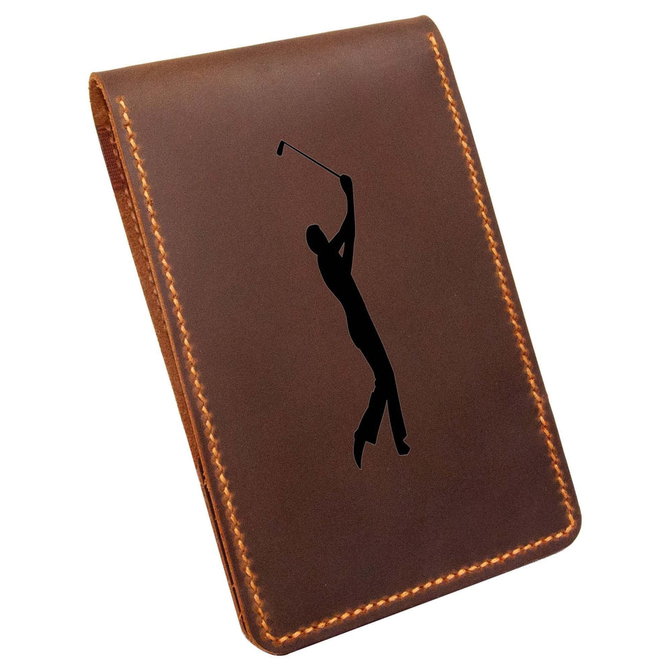 Turbosnail leather golf scorecard holder cover keeps scorecards organized on the course.