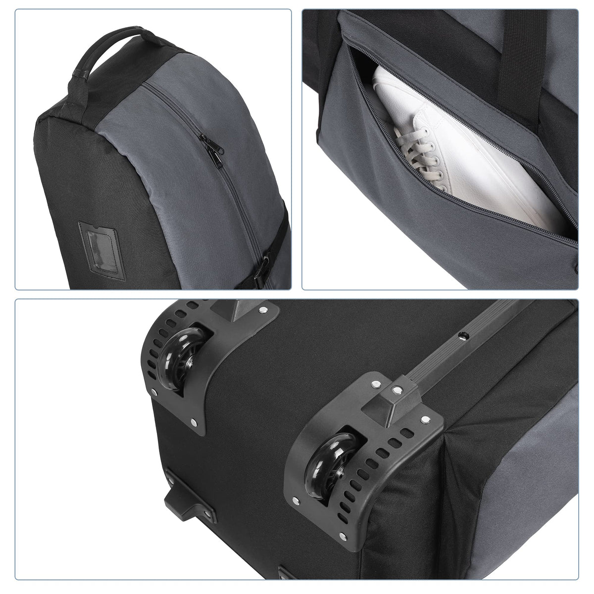 TurnWay bottom feet reinforce stability and protect bags on varied surfaces.