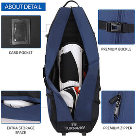 TurnWay foldable golf travel bag wheels for easy transport at the course.