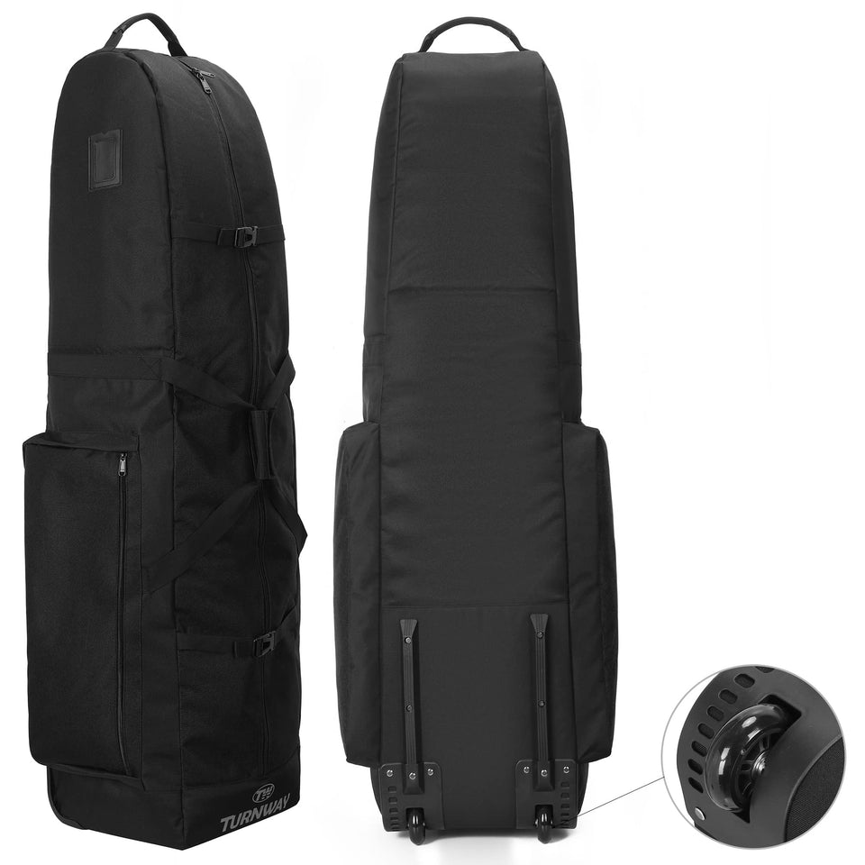 TurnWay foldable golf travel bag with wheels for easy transport.