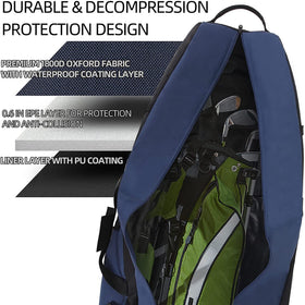 TurnWay golf travel bag zippered compartments for towels and shoes.